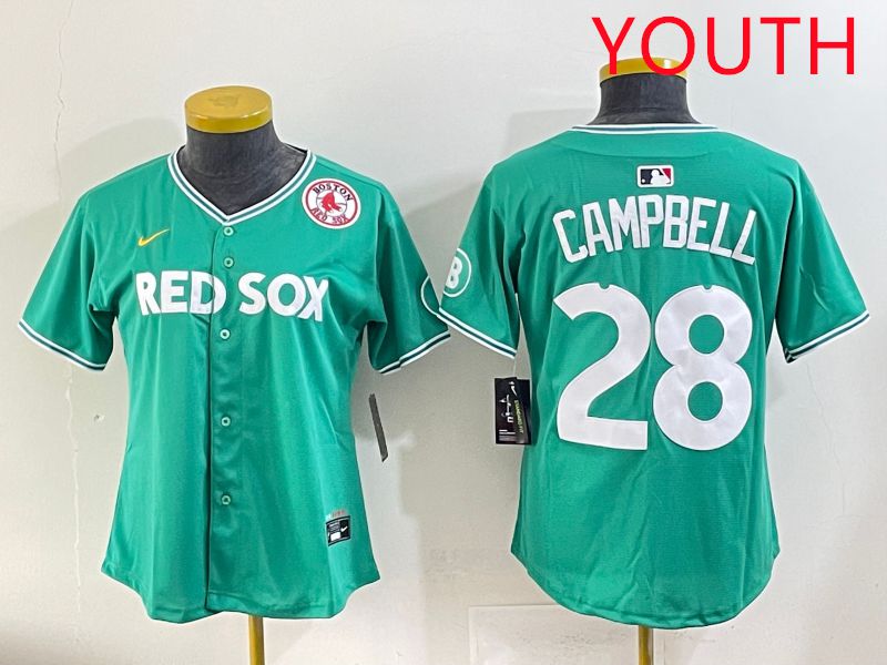 Youth 2025 Boston Red Sox 28 Campbell Dark Green Joint Name Nike MLB Jersey style 9